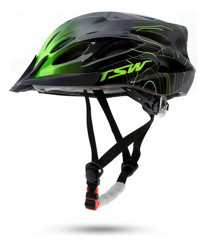 Capacete Raptor 3 Tsw E Led Cor Preto/verde Tamanho M (54-58)