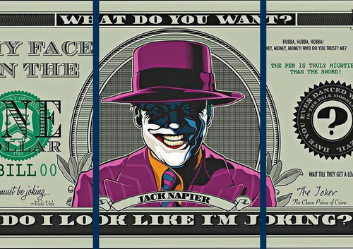 Cuadro Decorativo Dollar Billete Joker Pelicula En 3 Piezas 