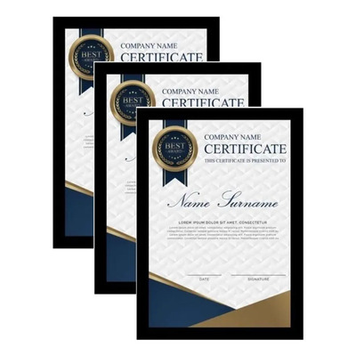 3 Marcos Para Título 30x40cm Diploma Certificado Documento Color Negro | Meses sin interés