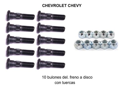 Chevrolet Chevy 400 Freno Disco - 10 Bulones Rueda + Tuercas Foto 2