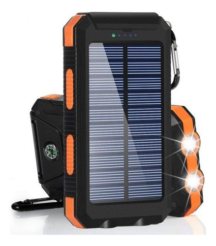 Pila Naranja Recargable Con Sol 20000 Mah Power Bank Solar