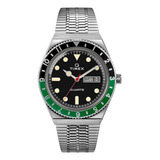 Reloj Timex Hombre Tw2u60900 Q Diver 50m Verde Casio Centro Color De La Malla Plateado Color Del Bisel Negro/verde Color Del Fondo Negro