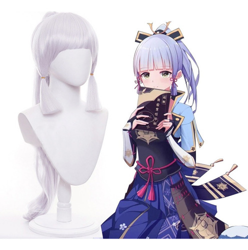 Genshin Impact Kamisato Ayaka Cosplay Peluca Largo Pelo 80cm