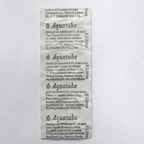 Aquatabs Tabletas Purificadora Agua 5 X 10 Unid. (10 Tiras)