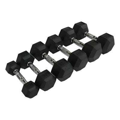 Set De 4 Pares De Mancuerna Hexagonal Ahulada 5 A 20 Libras Cromo-negro | Meses sin interés
