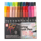 Caneta Pincel Brush Pen Sakura Koi Estojo Com 24 Cores