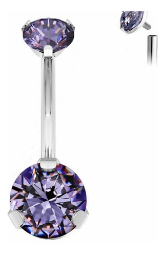  Piercing Ombligo Tb0056 2 Joyas 14gx10x5/8 Morado Titanium 