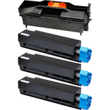 03 Toner + 01 Cilindro P/ Uso Oki B431 B431dn+ Mb491 Mb491+