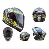 Casco Moto Kov Estelar Samurai Negro Con Luz Abatible Dot