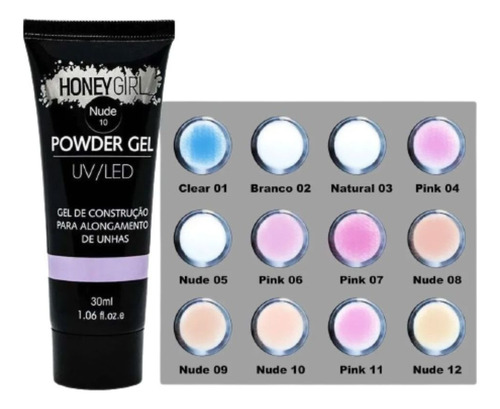 Polygel Powder Gel Led Uv Alongamento Unhas 30ml Honey Girl