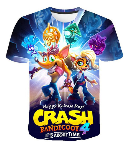 Playera Infantil Con Estampado 3d De Games Crash Bandicoot