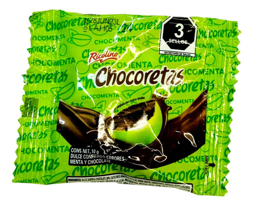 Dulce Confitado Chocoretas Sabor Menta Y Chocolate 10g