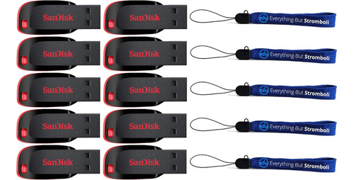 Pendrive Sandisk Cruzer Blade 8gb Usb 2.0 (x10u)+ 5 Correas