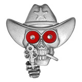 Caveira Cowboy Bandido Prata Vermelho Led 24v Caminhão