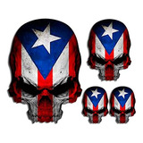 Calcomanía De Calavera De Bandera De Puerto Rico