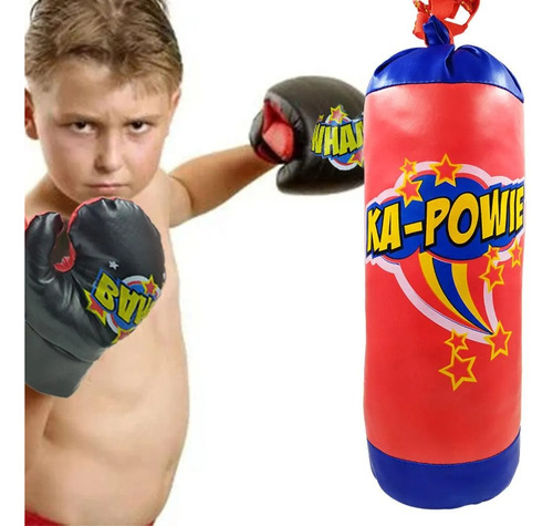Juego Boxeo Niños Pera 1 Bolsa 2 Guantes Boxeador Kit Box
