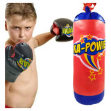 Juego Boxeo Niños Pera 1 Bolsa 2 Guantes Boxeador Kit Box