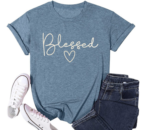 Blessed - Camiseta Para Mujer, Diseño De Corazón, Con Est.