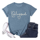 Blessed - Camiseta Para Mujer, Diseño De Corazón, Con Est.