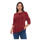 Sweater Mujer Chenille Espiga Burdeo Corona