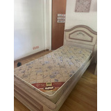 Cama Laqueada 190cmx90cm Maciza Marca Opus Con Colchón 