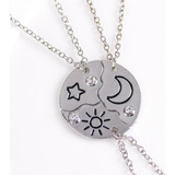 3x Collares Unido Hermanas Mejores Amigos Sol Estrella Luna