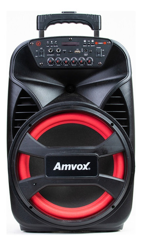 Caixa Amplificada Amvox 480w Aca 480 Viper Ii Bivolt Cor Preto E Vermelho 110v/220v