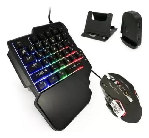 Combo Gamer Para Celular/tablet Teclado  Mouse  Convertidor