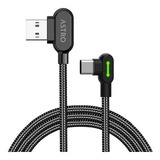 Cable Usb - Tipo C Certificado Astro De 1.8 Mts Para Android Color Negro