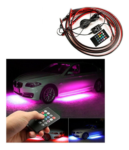 Tiras Led Rgb Para Debajo Del Auto Con Control 12volt X4u