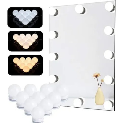 Luces Para Espejo Maquillaje Hollywood Con 10 Focos Led | MercadoLibre