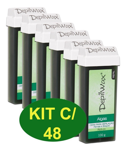 Kit 48 Ceras Depilatórias Roll-on Algas 100 G Depilwax