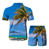 A Conjunto De Ropa De Playa Hawaiana Para Hombre, Camisa A