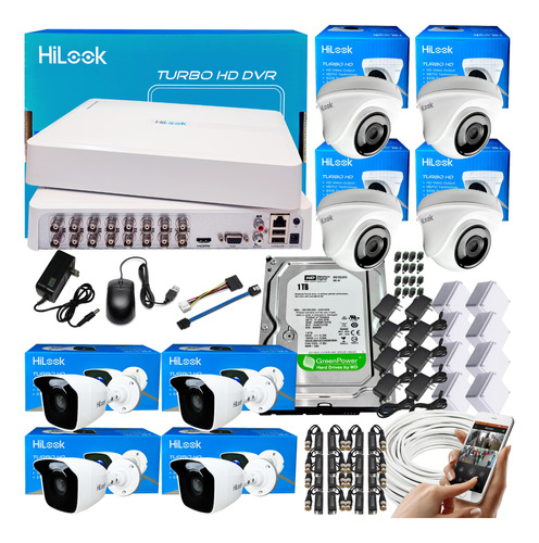 Kit 1080  Hilook Dvr 16 Ch + 8 Camara Seguridad + D.d 1 Tb