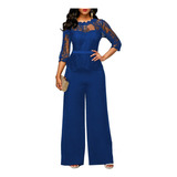 Female Party Jumpsuit Three Quarter Sleeve