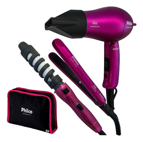 Secador De Cabelo 1000w E Chapinha Mini E Modelador + Brinde