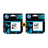 Kit Cartuchos Originais Hp 667 - Preto E Colorido