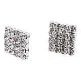 Mujeres Hombres Color Plata Crystal Rhinestone Pendientes