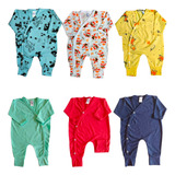 Kit 06 Macacão Roupa P/ Bebe Kimono Pijama Menino Infantil