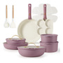 Carote20-piece Nonstick Cookware Set With Detachable Handle Color Rosa Claro