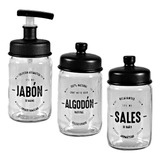 Set X3 Jabon Liquido Dispenser, Frasco De Algodón Y Sales