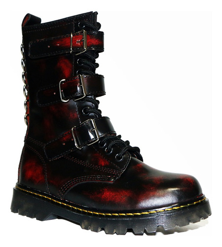 Botas Piel Gotica Rock Hebillas 13 Ojillos Metaleras