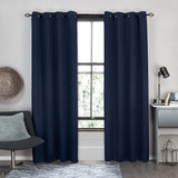 Cortina Real Textil Blackout De 264cm X 213cm Liso Color Azul Oscuro - 2 Paneles