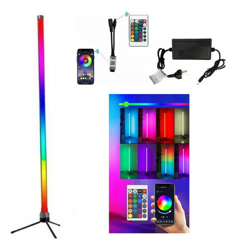 Luz Lampara Pie Esquinero Led Rgb Bluetooth App Gamer Deco 