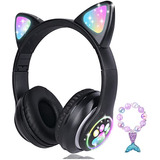 Audífonos Bluetooth Koraba Cat Ear Para Niños, Con Luz Led