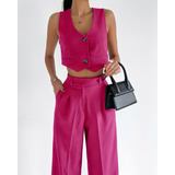 Conjunto Social Alfaiataria Pantalona Colete Barbie 19s25