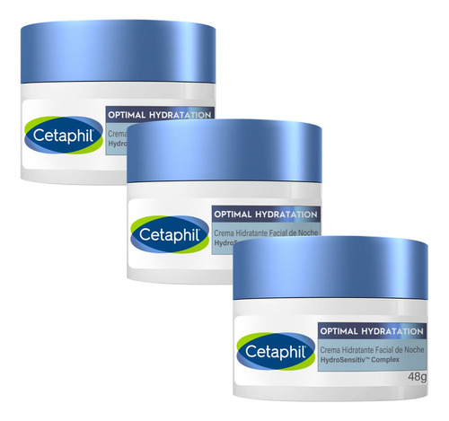 Combo X3 Cetaphil Optimal Hydration Crema Facial Noche 48g