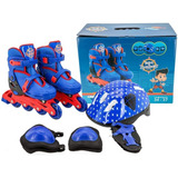 Patins Criança Inline 4 Rodas 34-37 + Kit Proteção Promoção