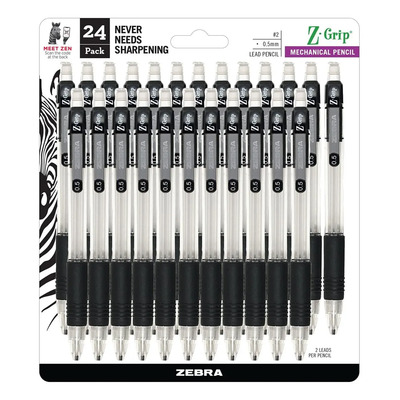 Lápis Mecânicos De Grip Z De Caneta Zebra 0,5 Mm 24pk Preto