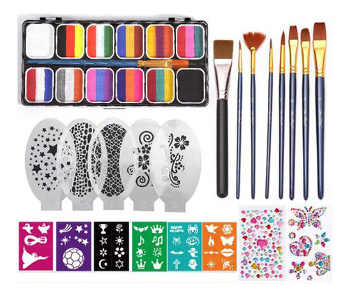 22 Piezas De Pintura Facial, 12 Colores Terno De Maquillaje